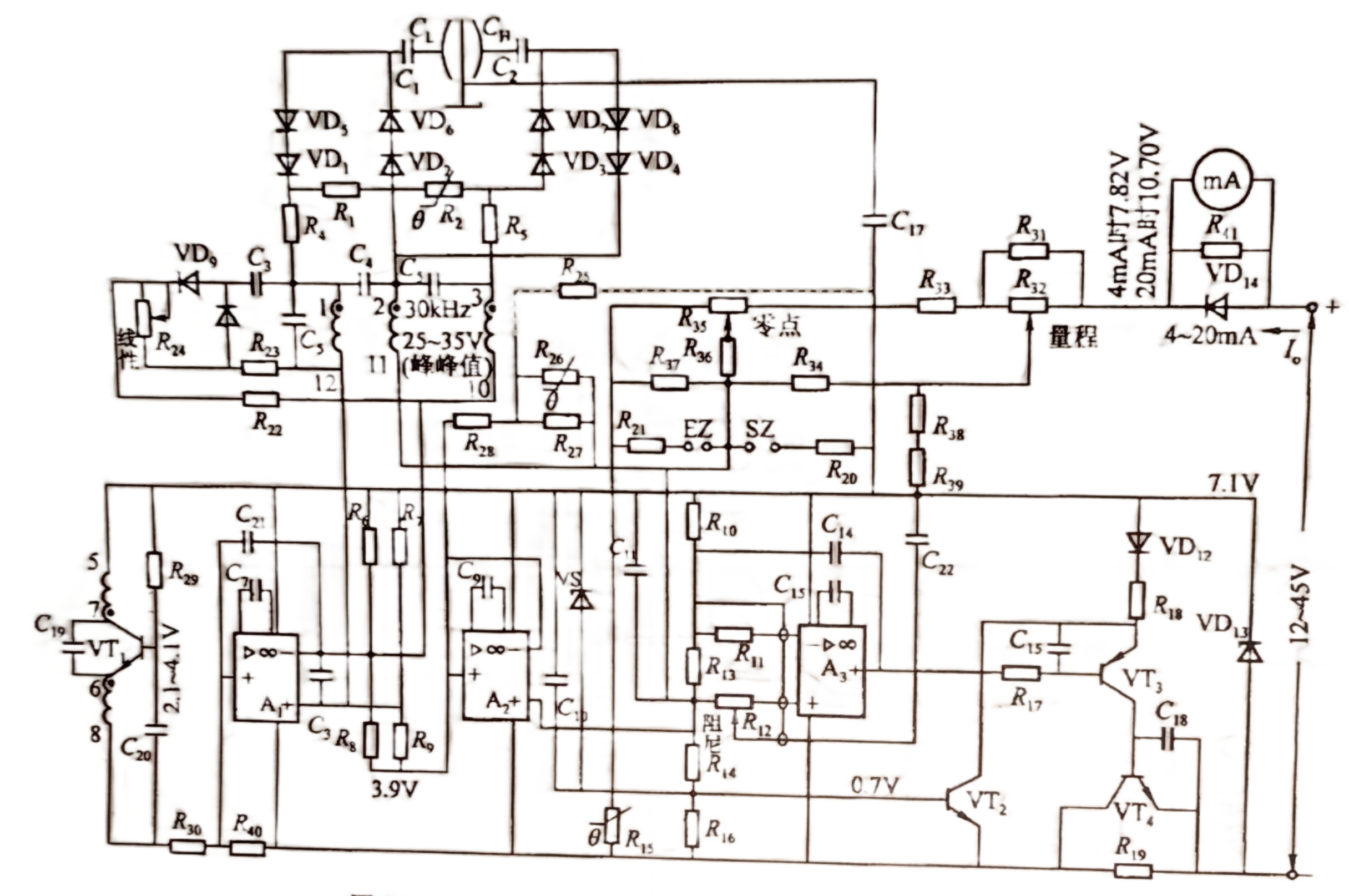 Thiết kế mạch của máy phát áp suất điện dung/DP dòng SH  Circuit Design of the SH series Model Capacitive Pressure Transmitter/DP